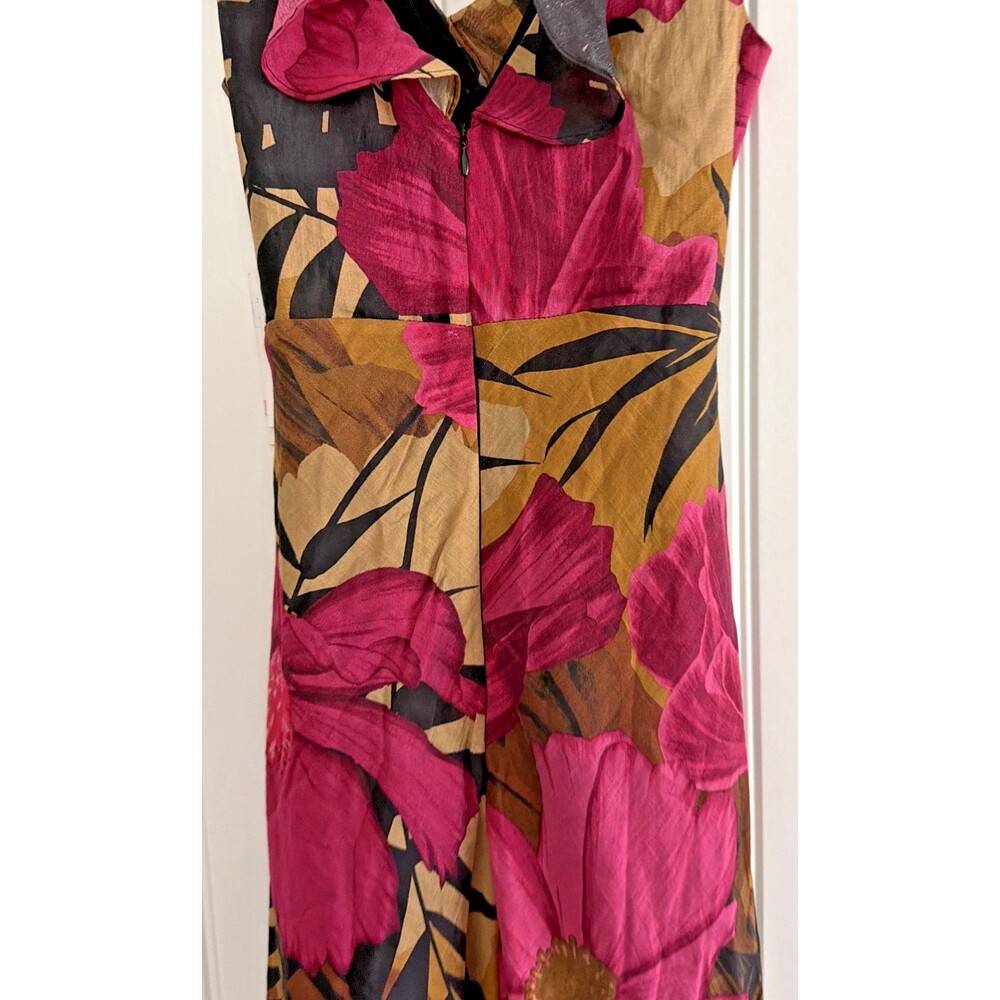 Taylor Women's Ruffled V-Neck Sleeveless A-Line Maxi Dress Taupe Fuchsia Size 2 - Picture 12 of 13